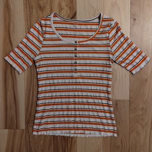 A.n.a. ribbed 1/4 button up shirt with positive summer vibes